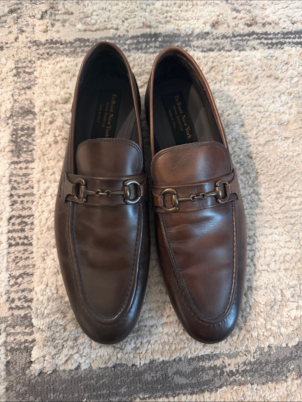 To Boot New York Brown Leather Bit Loafers - Classic Slip-On